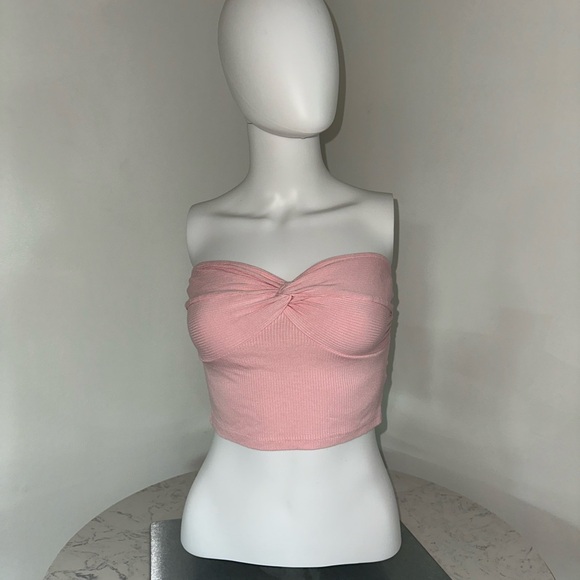 Tops - Pink Strapless Crop Top size medium